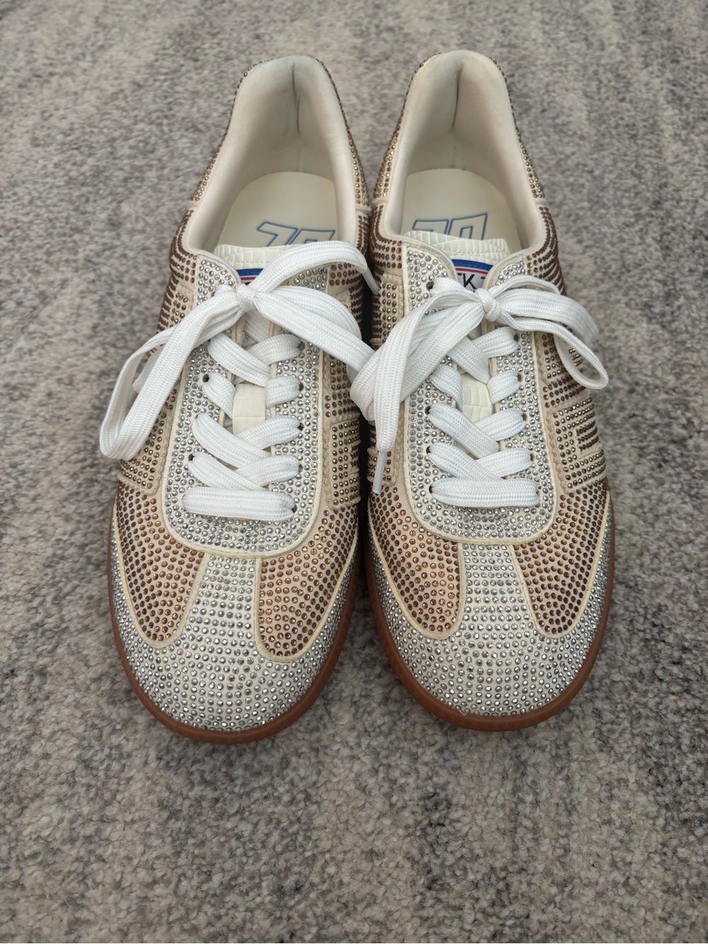 Back 70 Crystal-Studded Metallic Lace-Up Sneakers - Women's Gold and silver